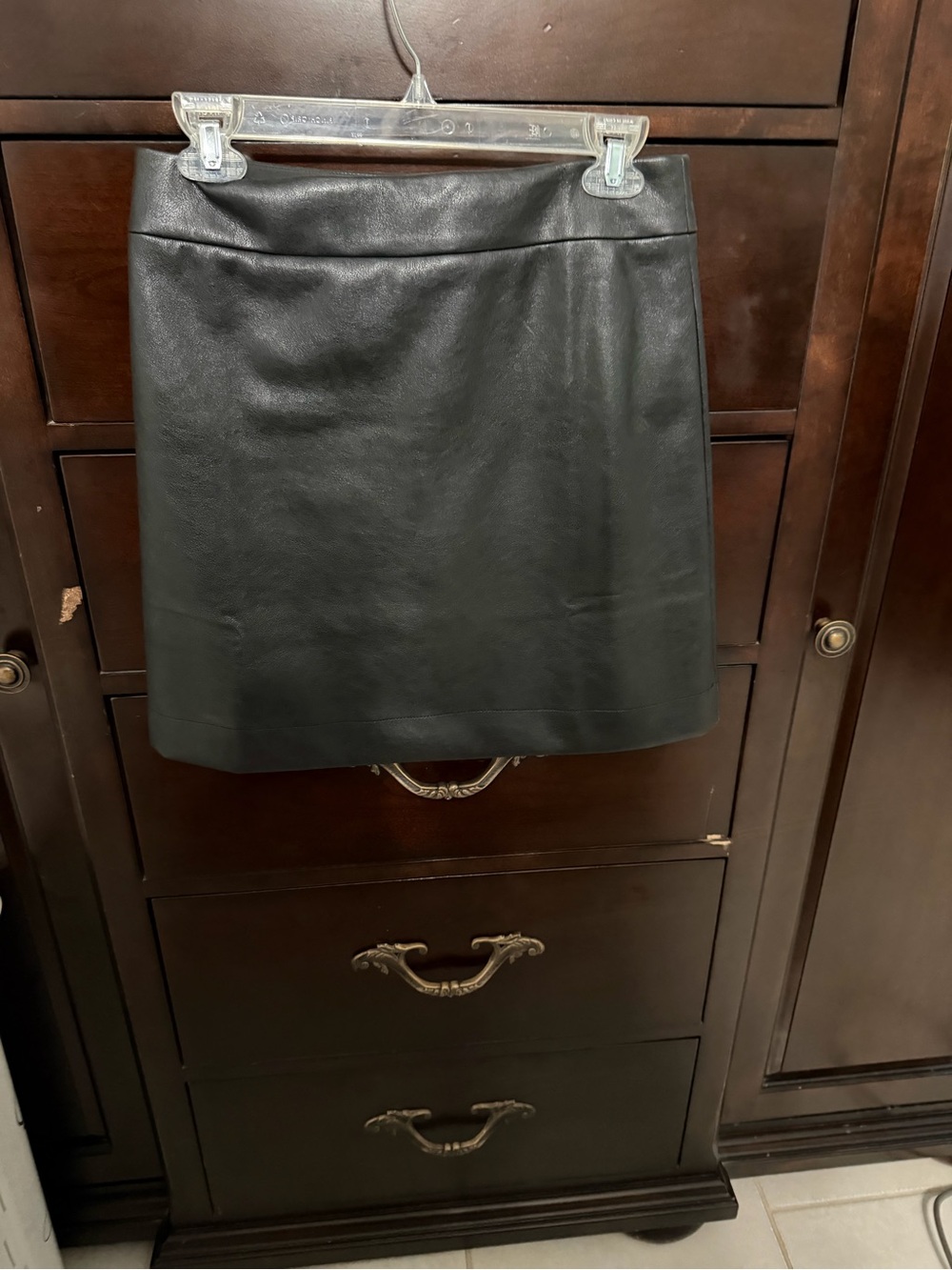 J. Crew Factory Black Faux Leather A-Line Skirt